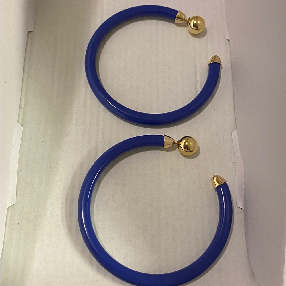 Jumbo Blue Hoop Earrings